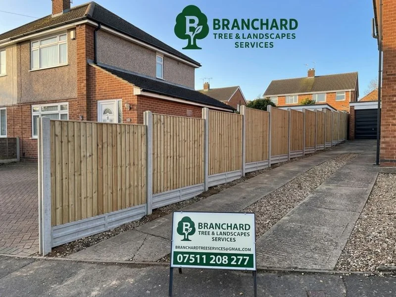 Stepped closeboard fence on a sloping side return in Hillmorton